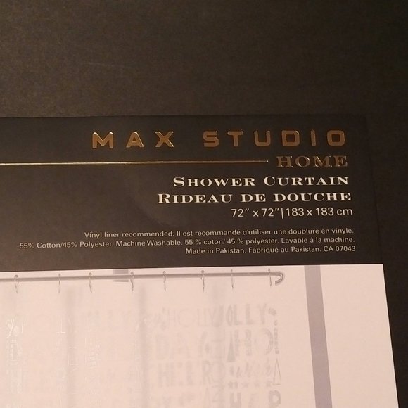 NEW Holiday Shower Curtain, White & Silver, 72" x 72" - Picture 8 of 9